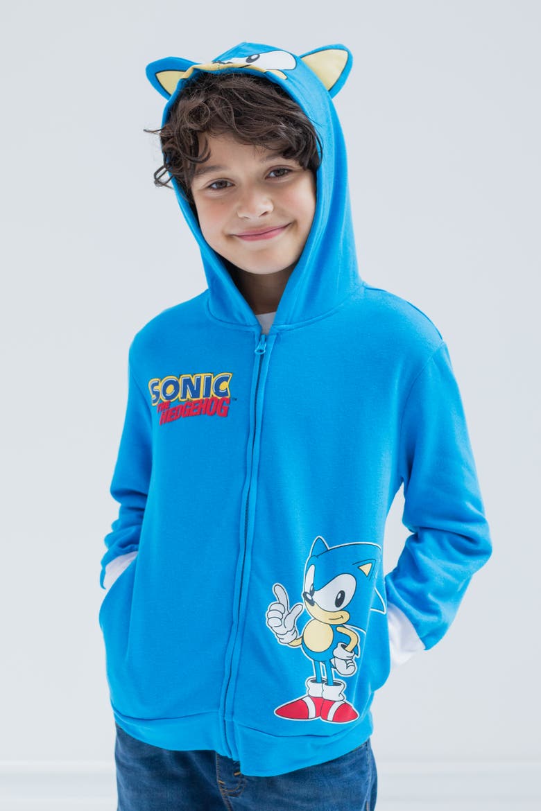 Sonic the Hedgehog Cosplay Zip-Up Hoodie, Alternate, color, Blue Sonic