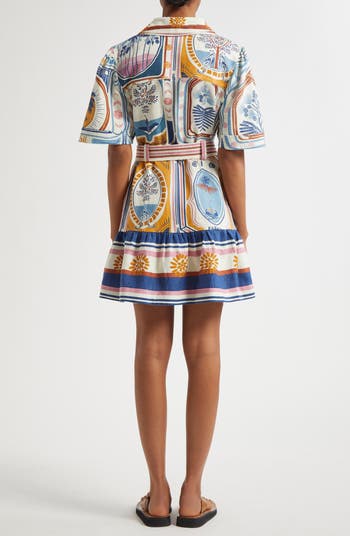 Cerrado Stamps Print Linen Shirtdress