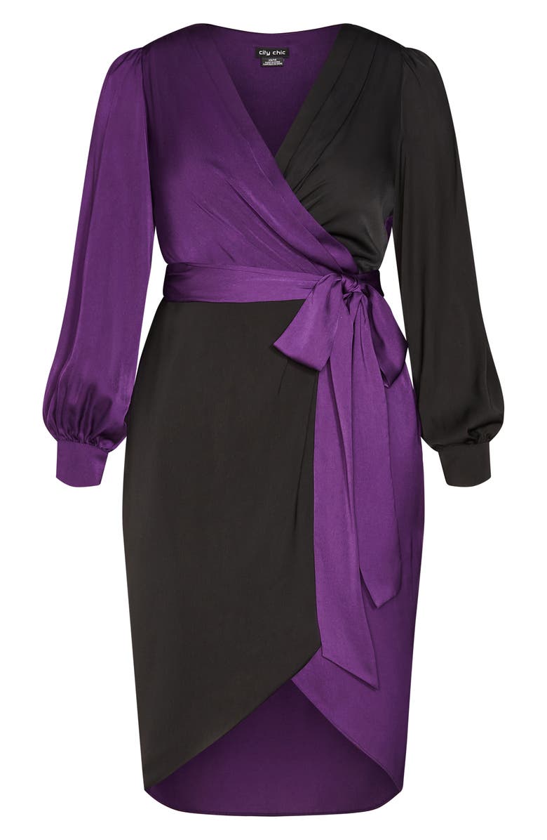 City Chic Brielle Colorblock Long Sleeve Dress, Alternate, color, 