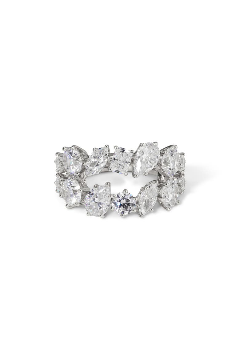 Beatrix Cubic Zirconia Cocktail Ring, Main, color, RHODIUM