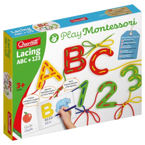 Play Montessori Abc & 123 Lacing Set 53 Pieces