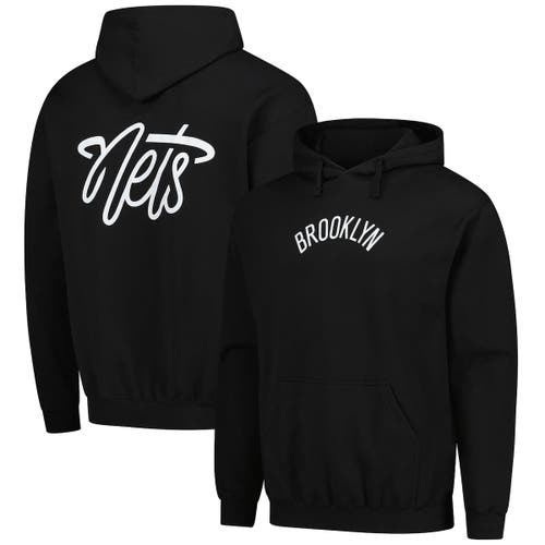 Stadium Essentials Unisex   Black Brooklyn Nets Origins Script Hooded Sweatshirt In Black