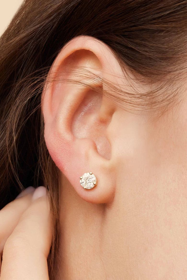 14K Gold Illusion Classic Diamond Studs, Alternate, color, Yellow Gold - Diamonds