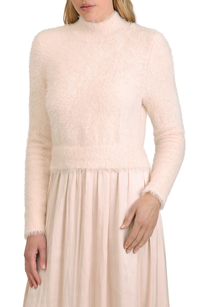 Long Sleeve Mixed Media Maxi Dress, Alternate, color, CHAMPAGNE