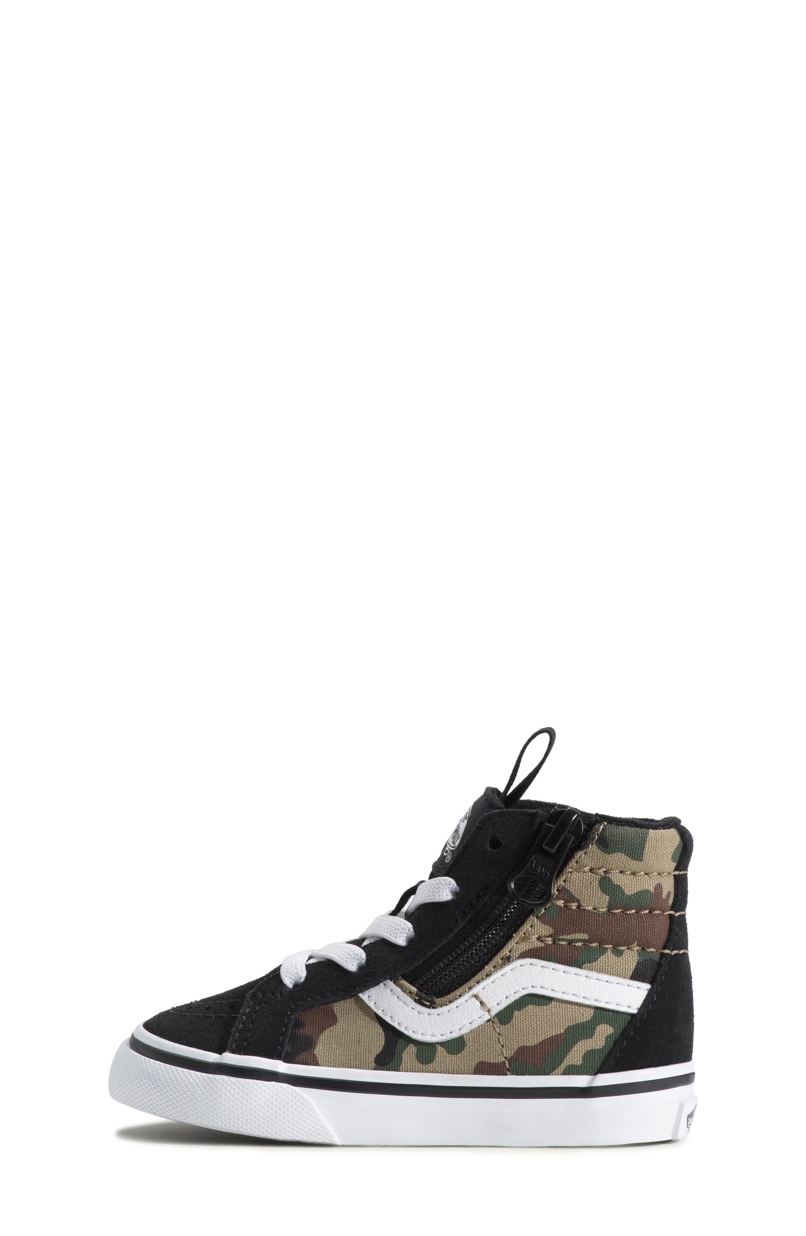 Vans Kids' Sk8-Hi Reissue Side Zip Sneaker, Alternate, color, Camo Black/Green