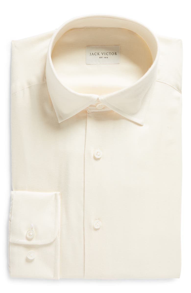 Jack Victor Bellamy Herringbone Cotton Blend Sport Shirt, Alternate, color, Ecru