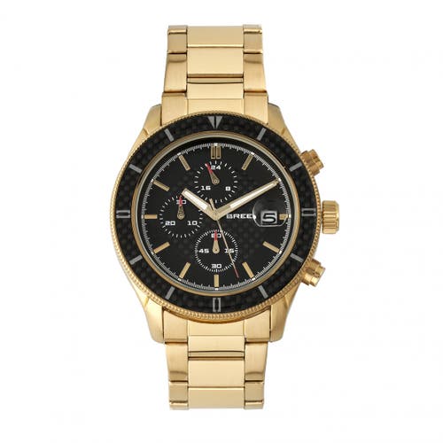 BREED Maverick Chronograph Leather-Band Watch w/Date in Gold at Nordstrom