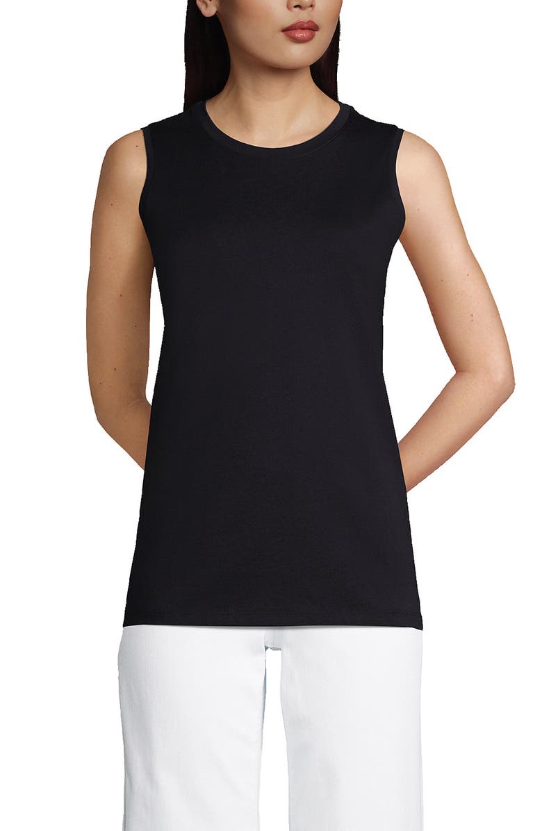 Lands' End Supima Cotton Tank Top, Main, color, Black