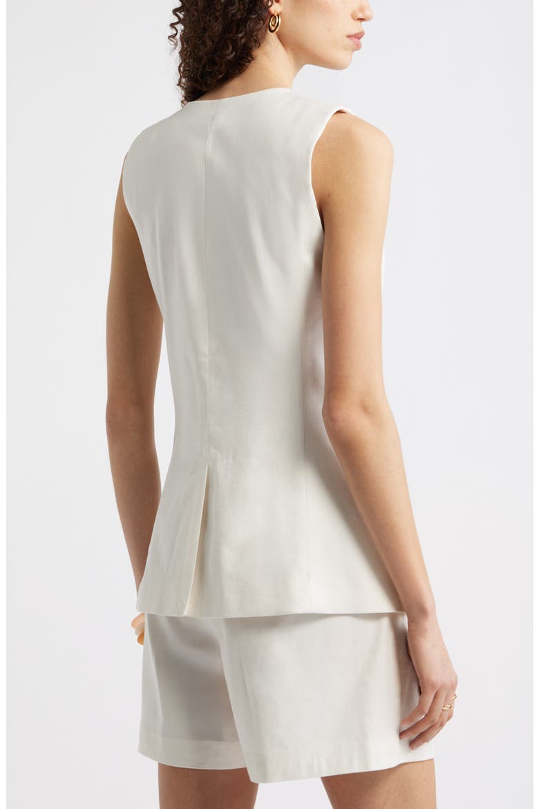 Linen Blend Longline Vest, Alternate, color, IVORY TOFU