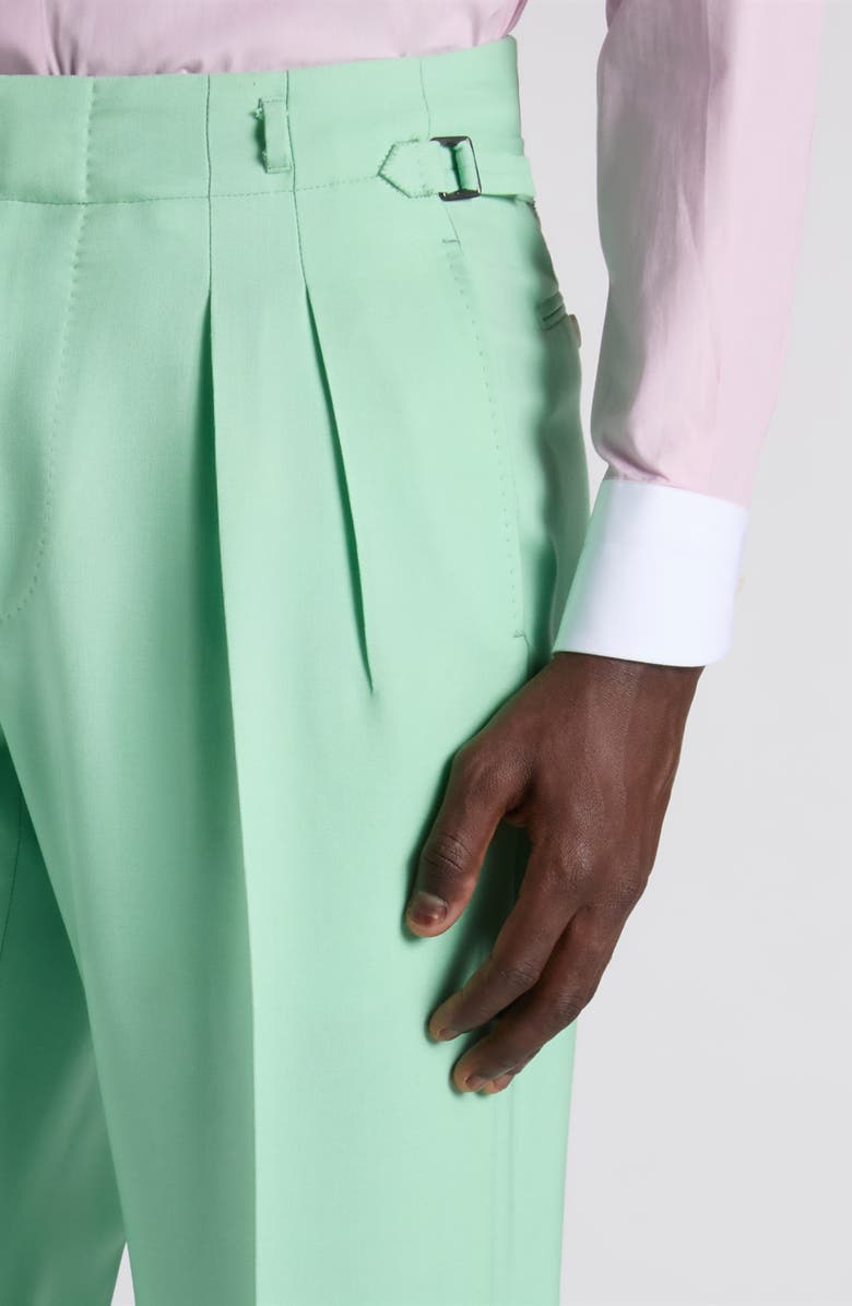 TOM FORD Compact Wool Hopsack Trousers, Alternate, color, Aquamarine