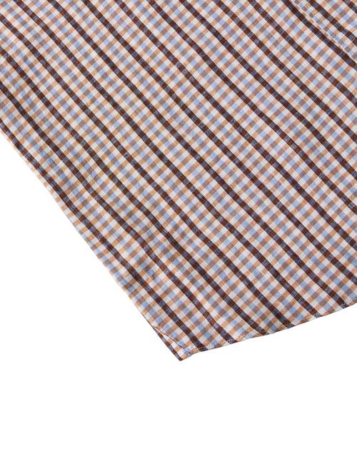 Robert Talbott Morgan Multi Check Linen Shirt In Brown