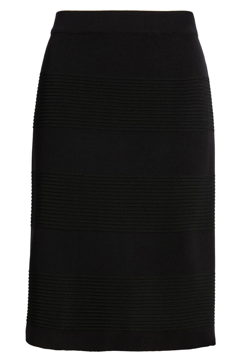 Ottoman Stitch Pencil Skirt, Alternate, color, BLACK