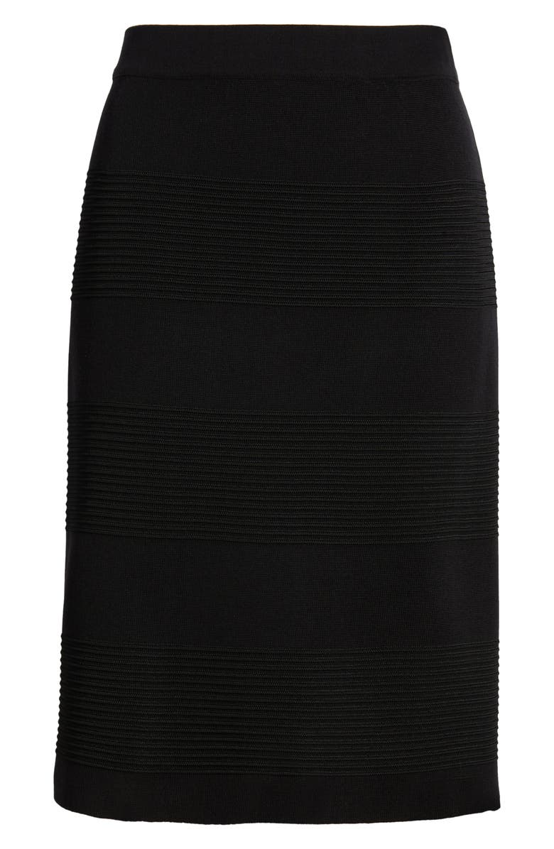 Misook Ottoman Stitch Pencil Skirt, Alternate, color, Black