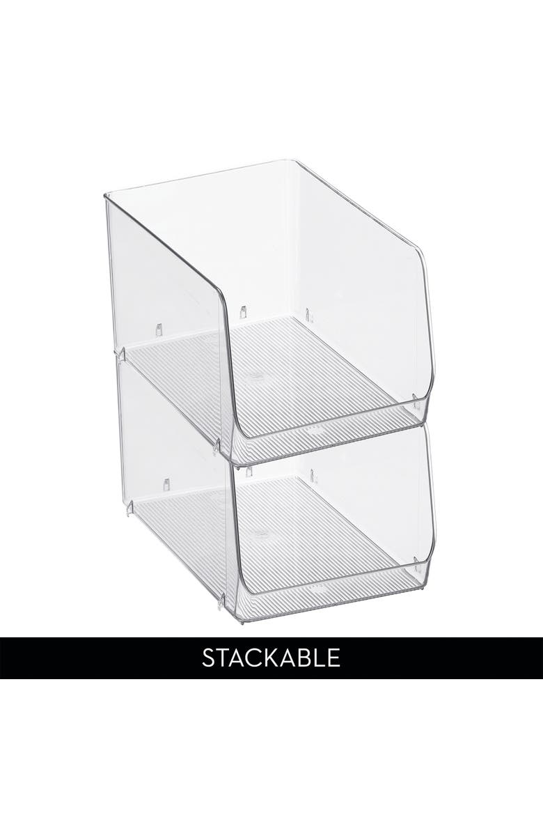 Clear Plastic Stackable Open Front Storage Bin, Easy Access Organizer for Pantry or Cabinet, 2-Pack, Alternate, color, Clear