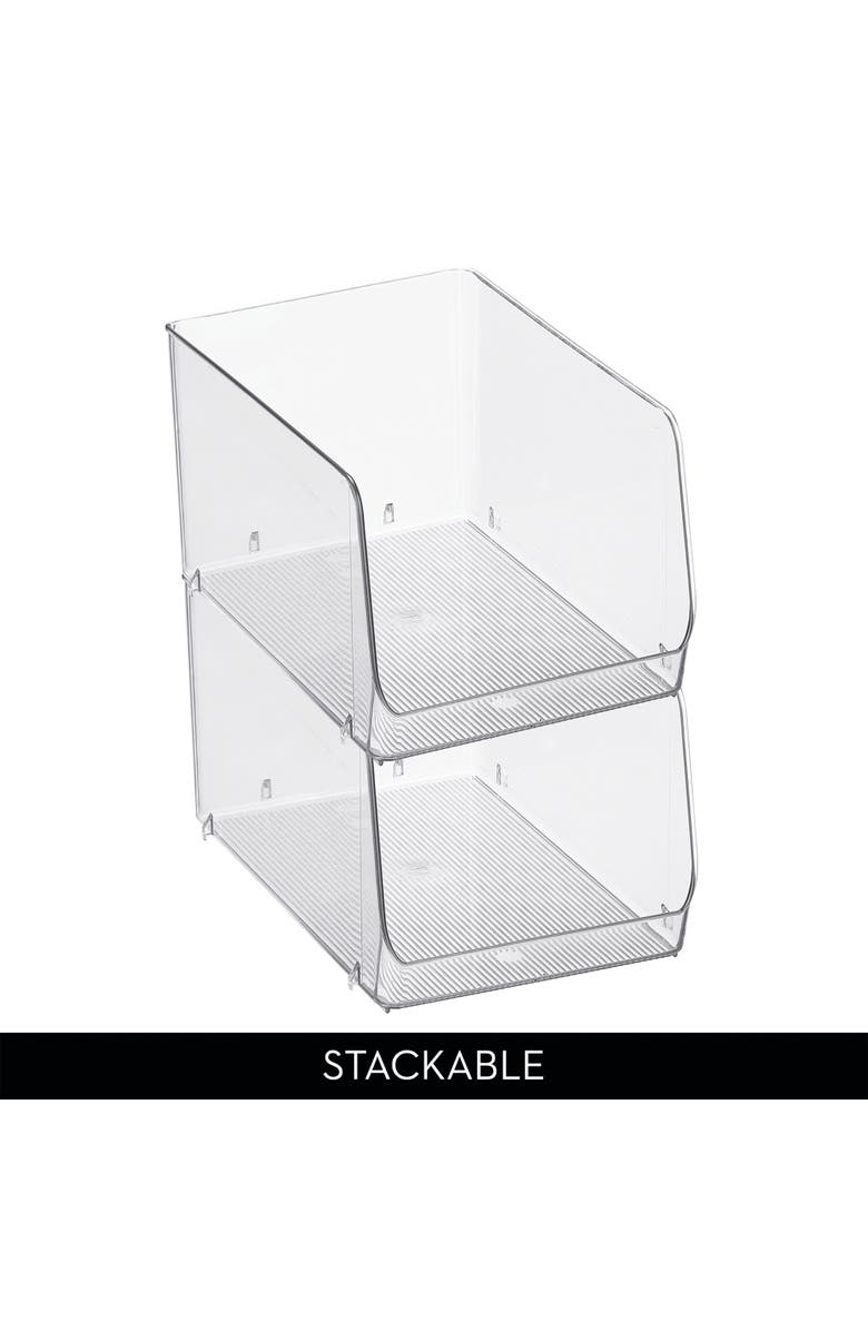 iDesign Clear Plastic Stackable Open Front Storage Bin, Easy Access Organizer for Pantry or Cabinet, 4-Pack, Alternate, color, Clear