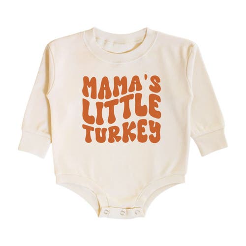 Sweet Wink Mama's Little Turkey Thanksgiving Long Sleeve Romper In Neutral