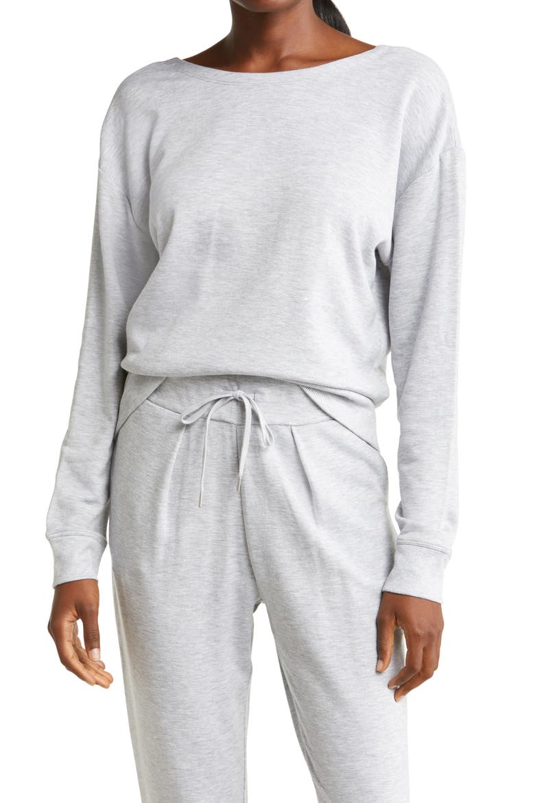 Cozy Twist Pullover Sweatshirt, Main, color, GREY LIGHT HEATHER