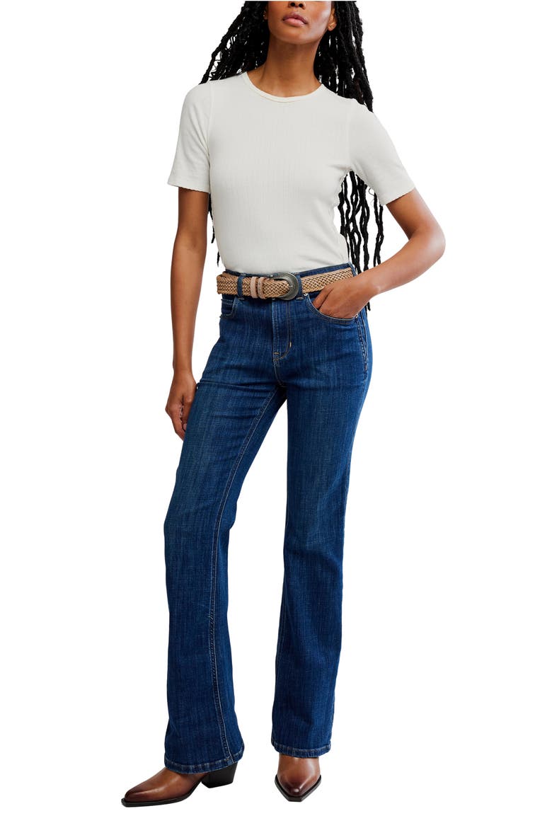Double Knot High Waist Straight Leg Jeans, Alternate, color, AEGEAN