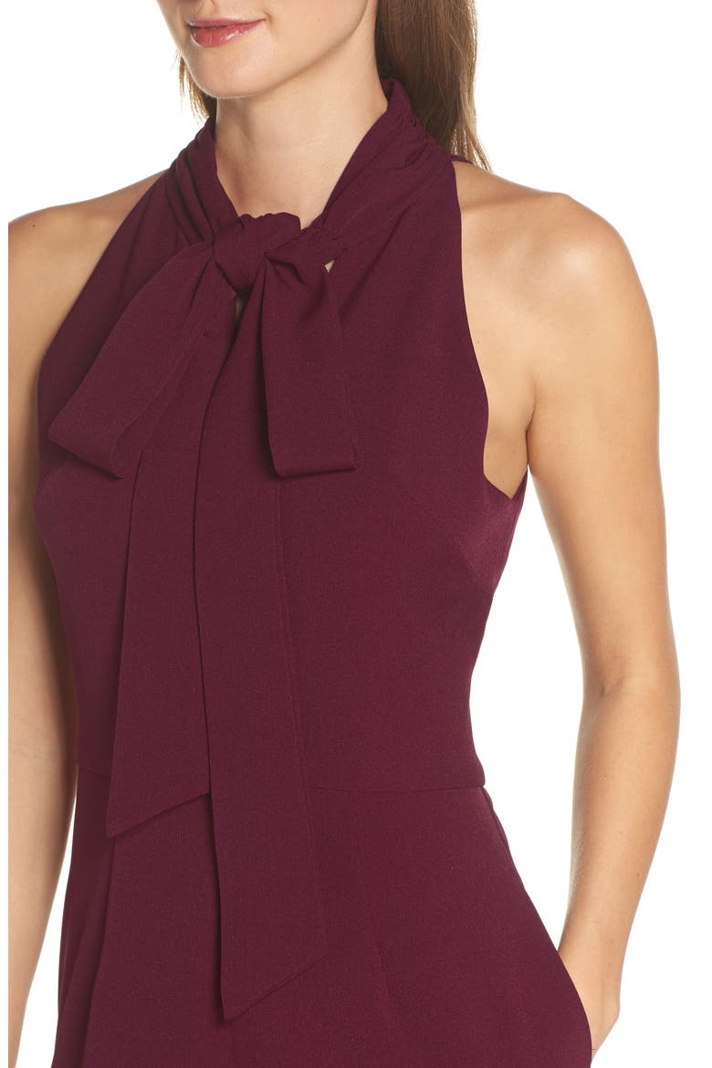 Tie-Neck Halter Jumpsuit, Alternate, color, BURGUNDY