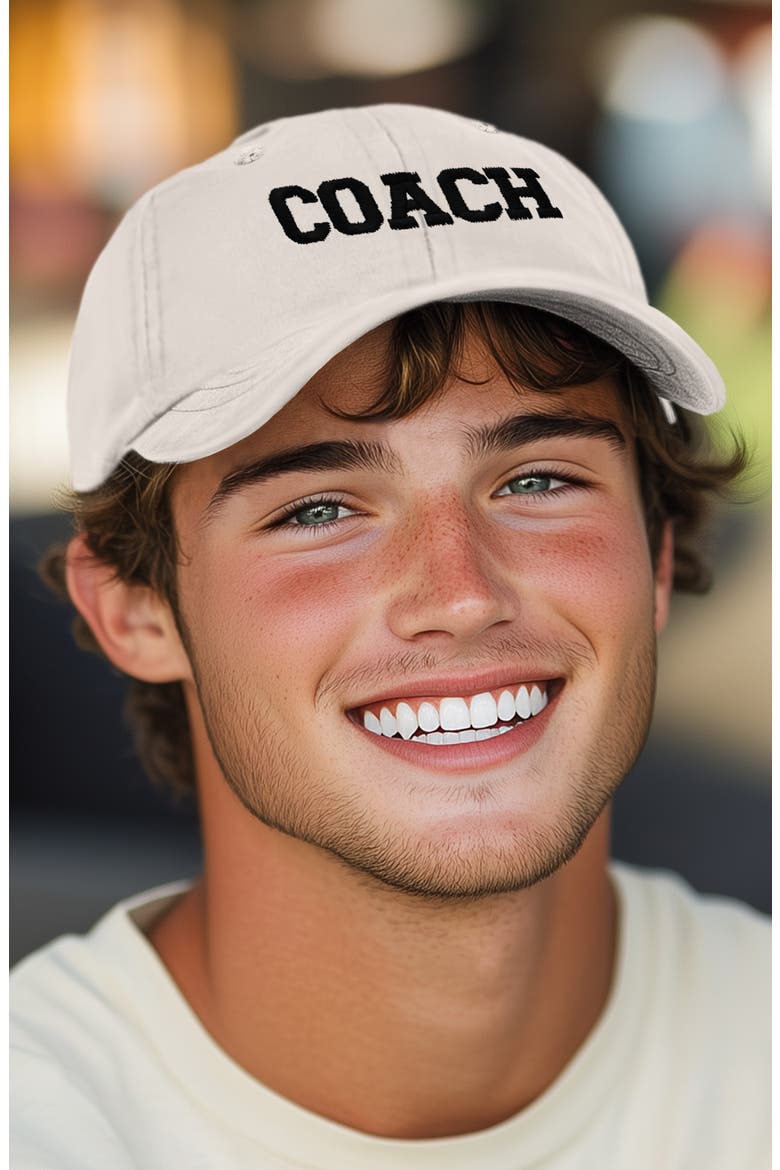 Coach Embroidered Sports Dad Cap, Alternate, color, Beige