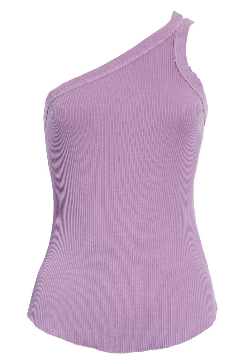 One-Shoulder Rib Cotton Tank, Alternate, color, PLANET