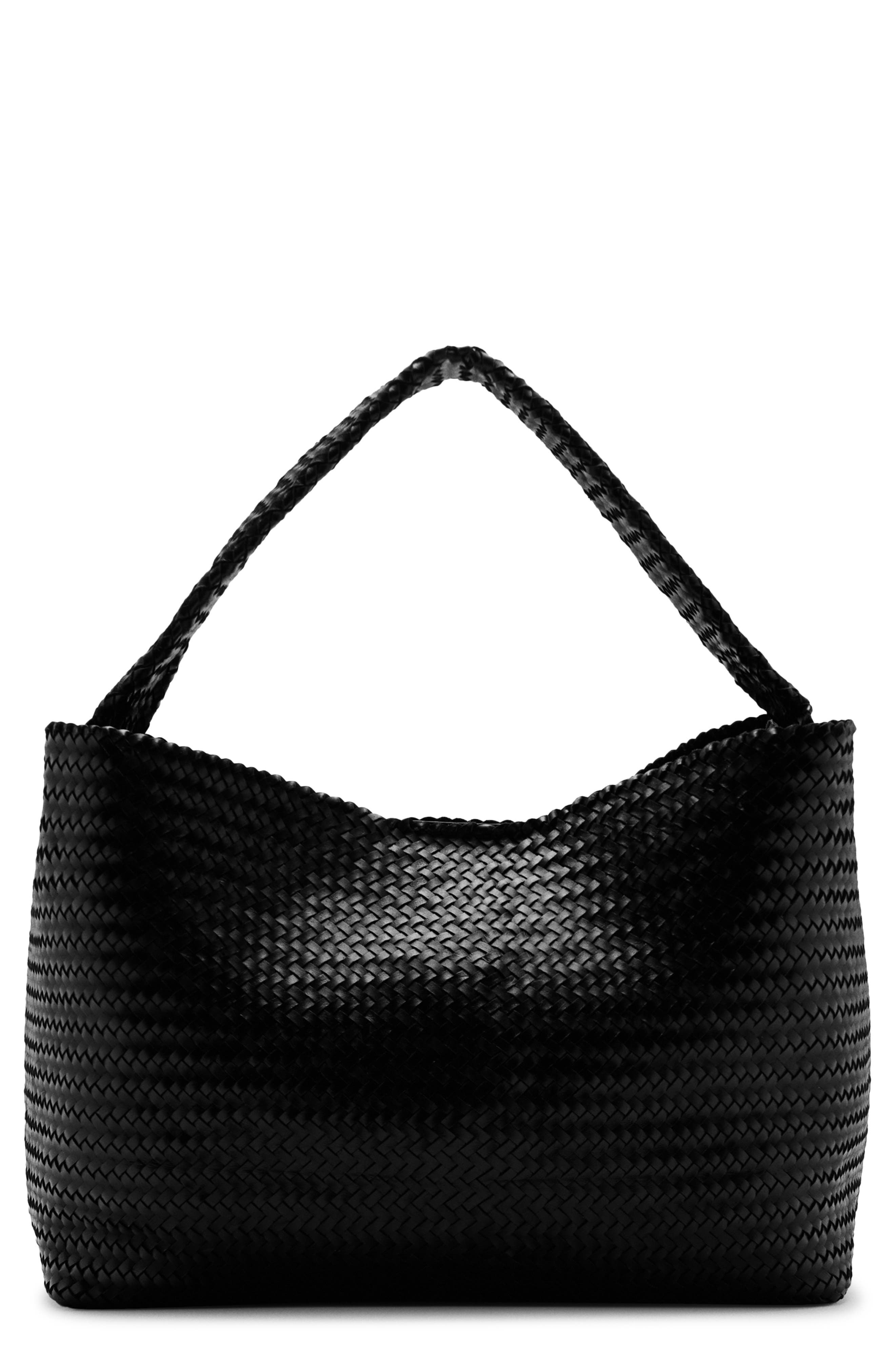 MANGO Braided Leather Bucket Bag, Main, color, 