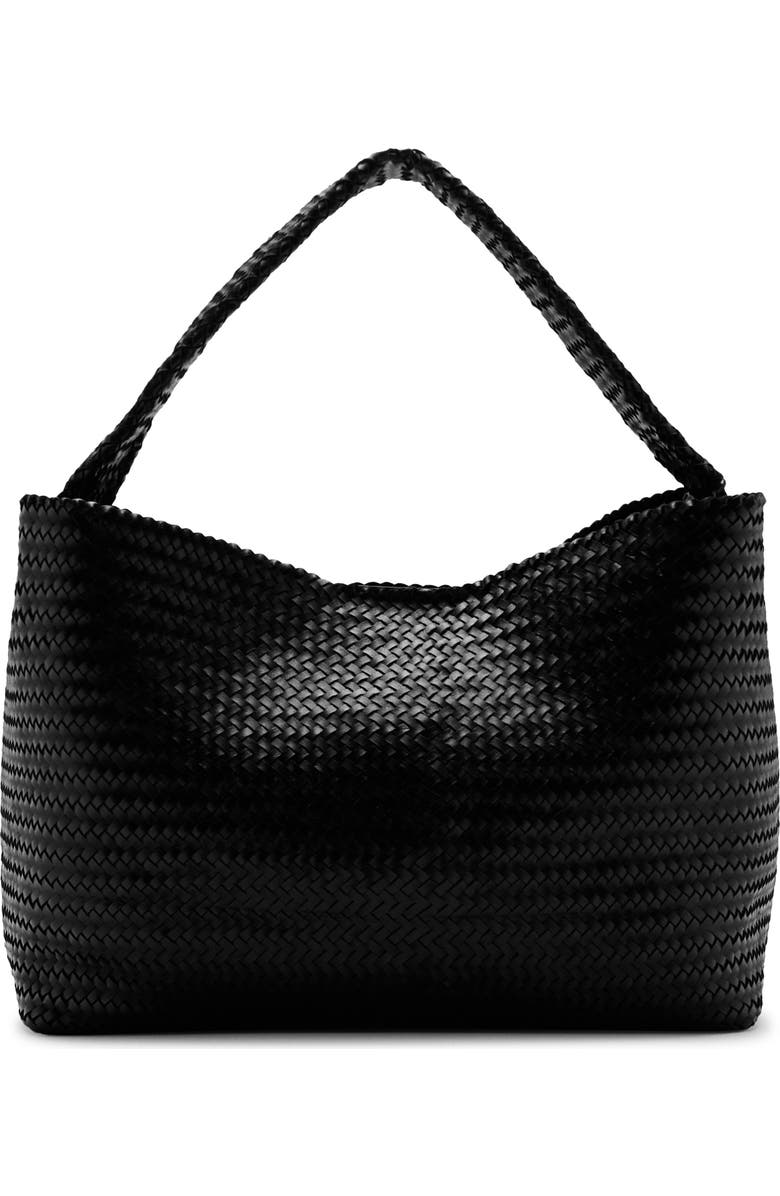 MANGO Braided Leather Bucket Bag, Main, color,