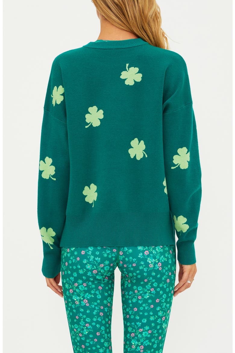 Callie Clover Jacquard Crewneck Sweater, Alternate, color, CLOVER GREEN