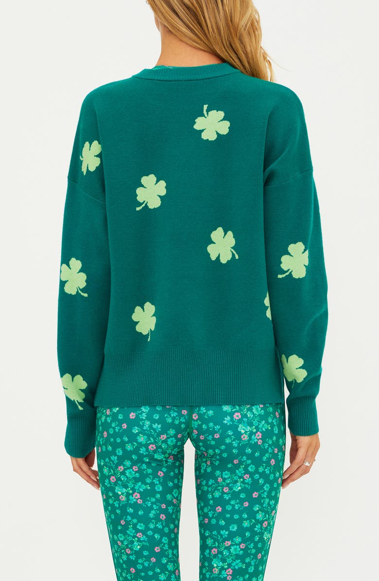 Beach Riot Callie Clover Jacquard Crewneck Sweater, Alternate, color, Clover Green