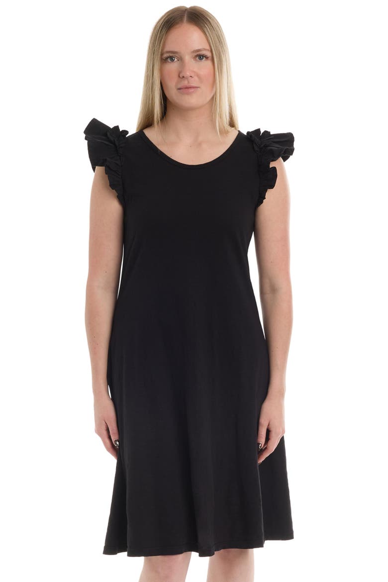 Ruffle Shoulder Tank Dress, Main, color, Black