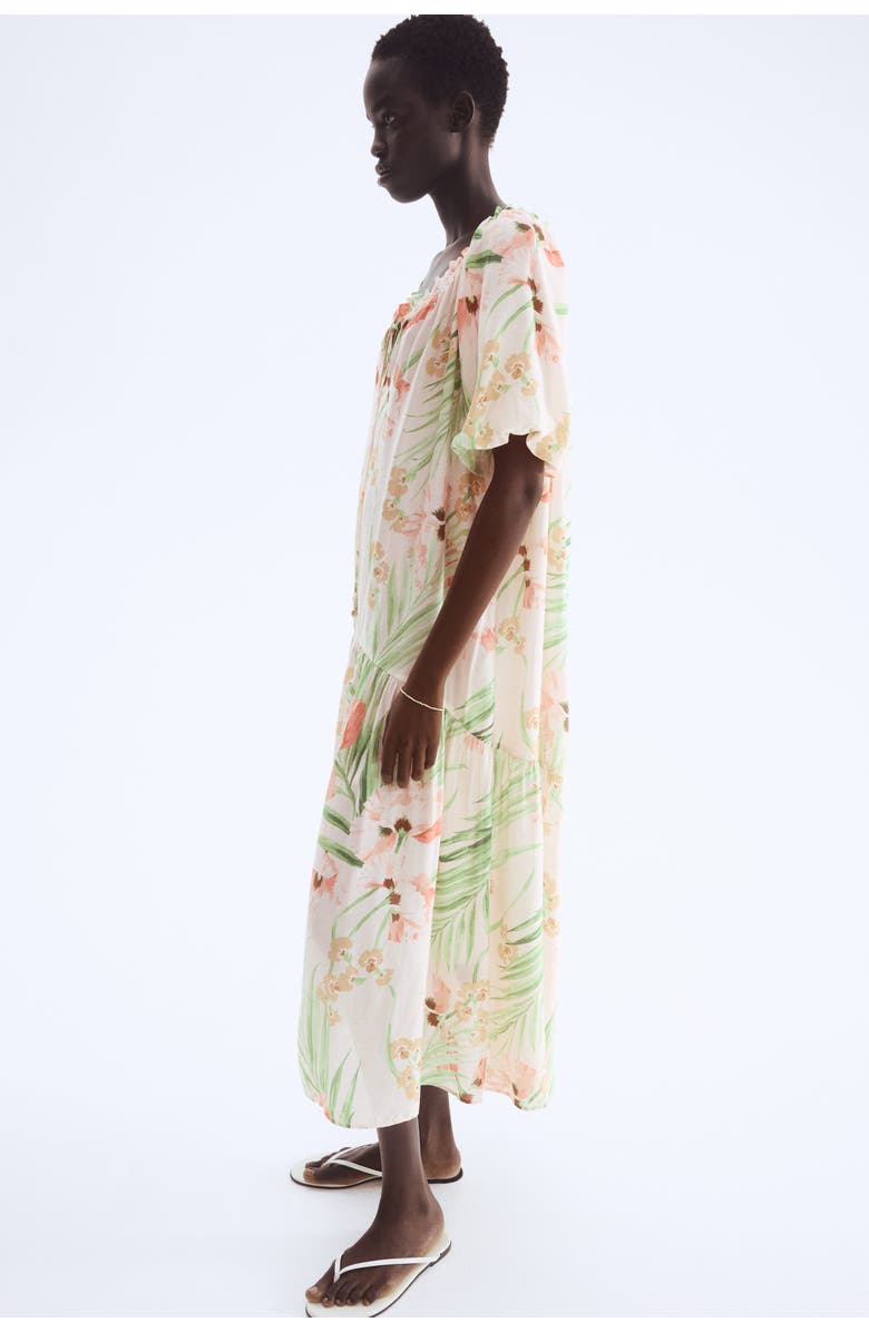 H&M Drawstring-detail Dress, Alternate, color, Light Pink/Floral