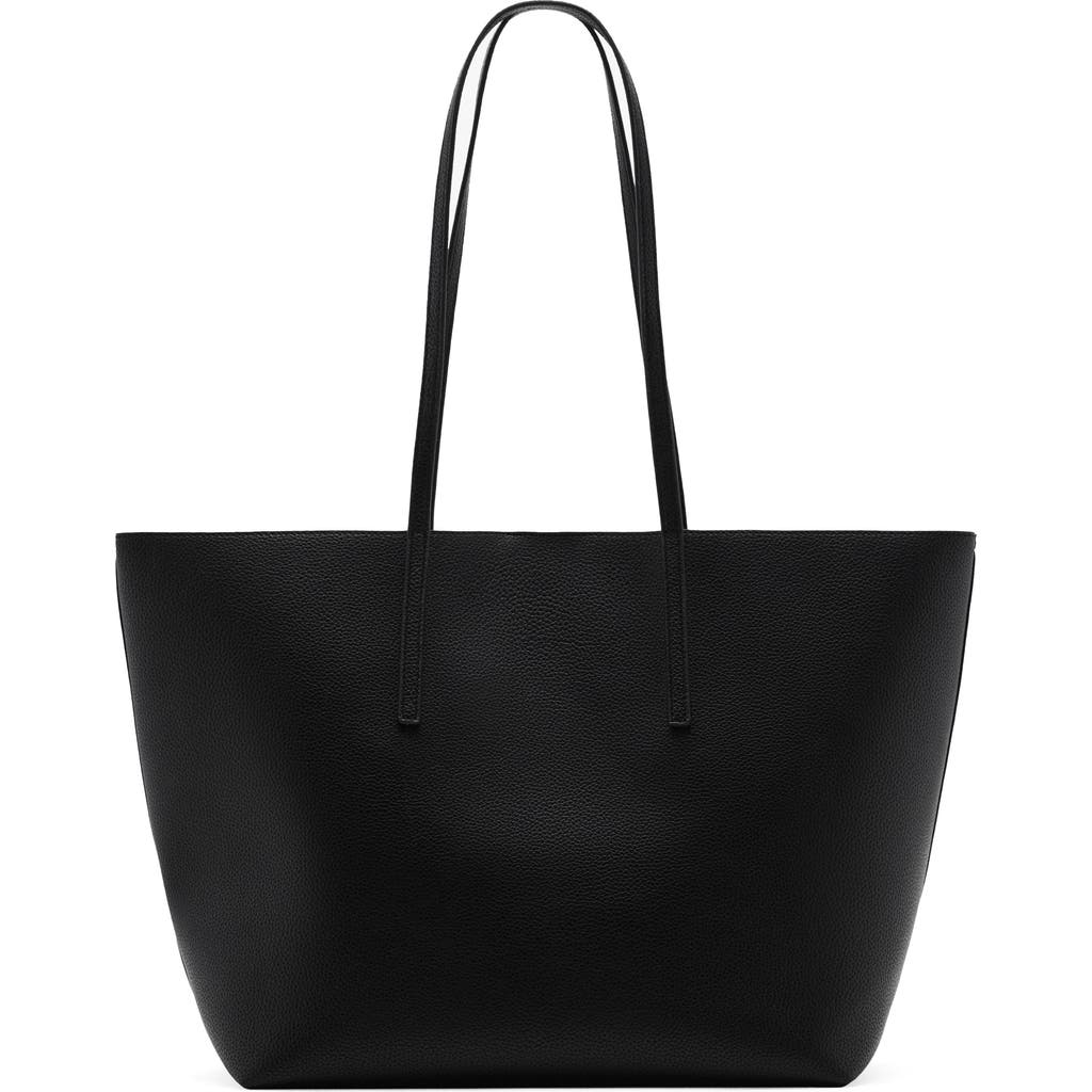 Mango Pebble Faux Leather Shopper Bag In Black