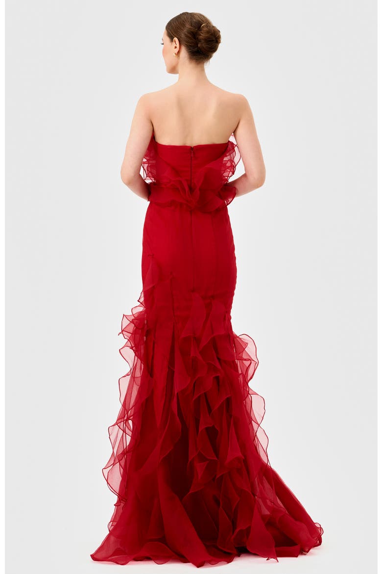 Zita Strapless Ruffle Gown, Alternate, color, RED
