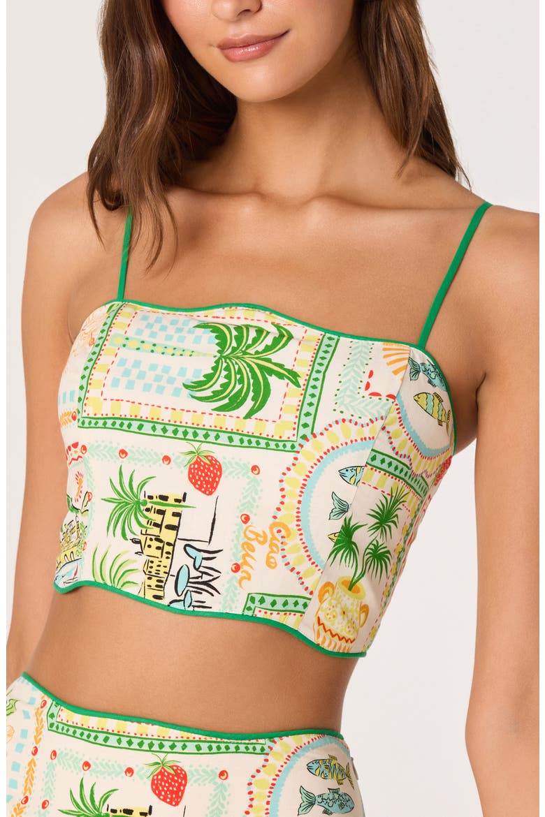 Heidi Mixed Print Crop Top, Alternate, color, GREEN YELLOW FARM