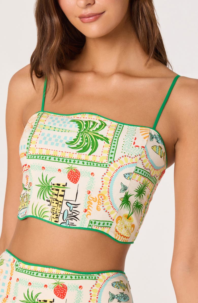 ASTR the Label Heidi Mixed Print Crop Top, Alternate, color, Green Yellow Farm