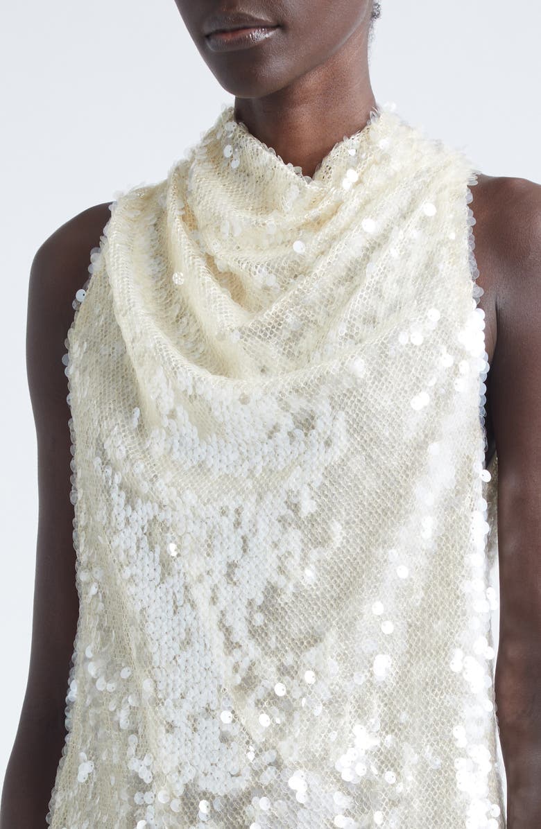 Altuzarra Sleary Sequin Cowl Neck Top, Alternate, color, Macadamia