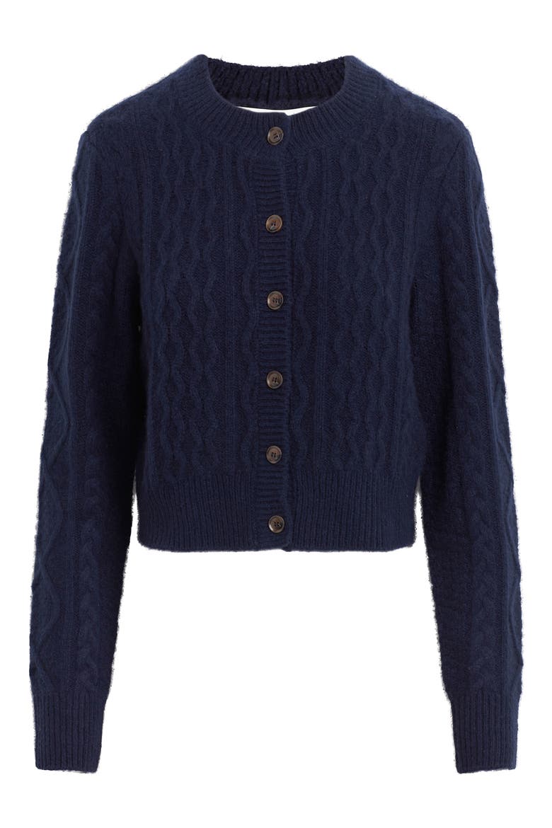 The Eleanor Merino Wool & Cashmere Blend Crop Cardigan, Alternate, color, NAVY