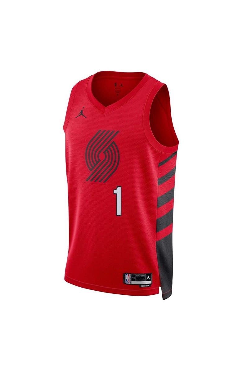 Jordan Brand Unisex Jordan Brand Anfernee Simons Red Portland Trail Blazers Swingman Jersey - Statement Edition, Alternate, color, 