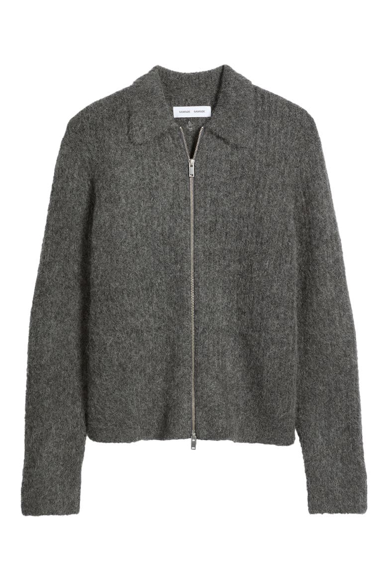 Sajob Zip Cardigan, Alternate, color, DARK GREY MEL.