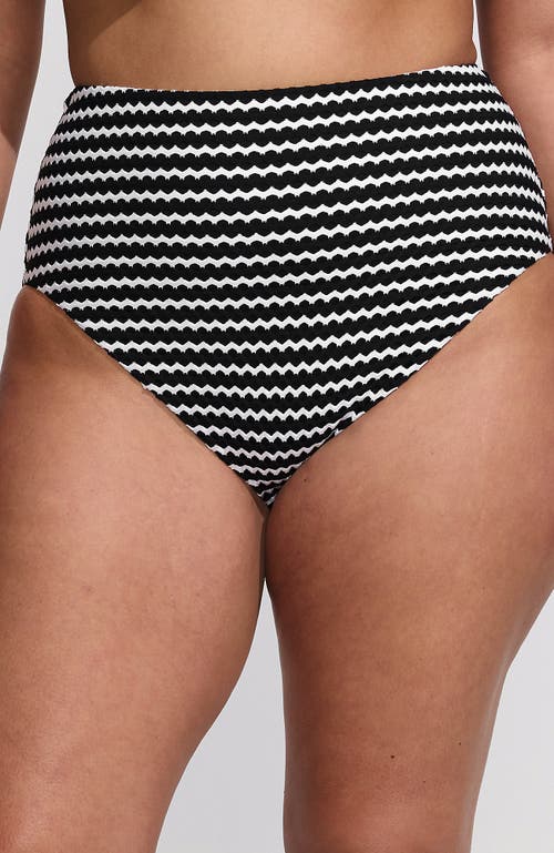 LANDS' END LANDS' END RIBBED SMOOTHING HIGH WAISTED BIKINI BOTTOMS