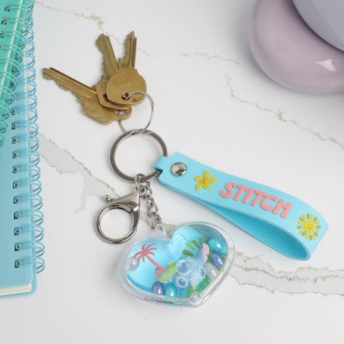 Disney Stitch Liquid Surf And Sun Keychain In Blue