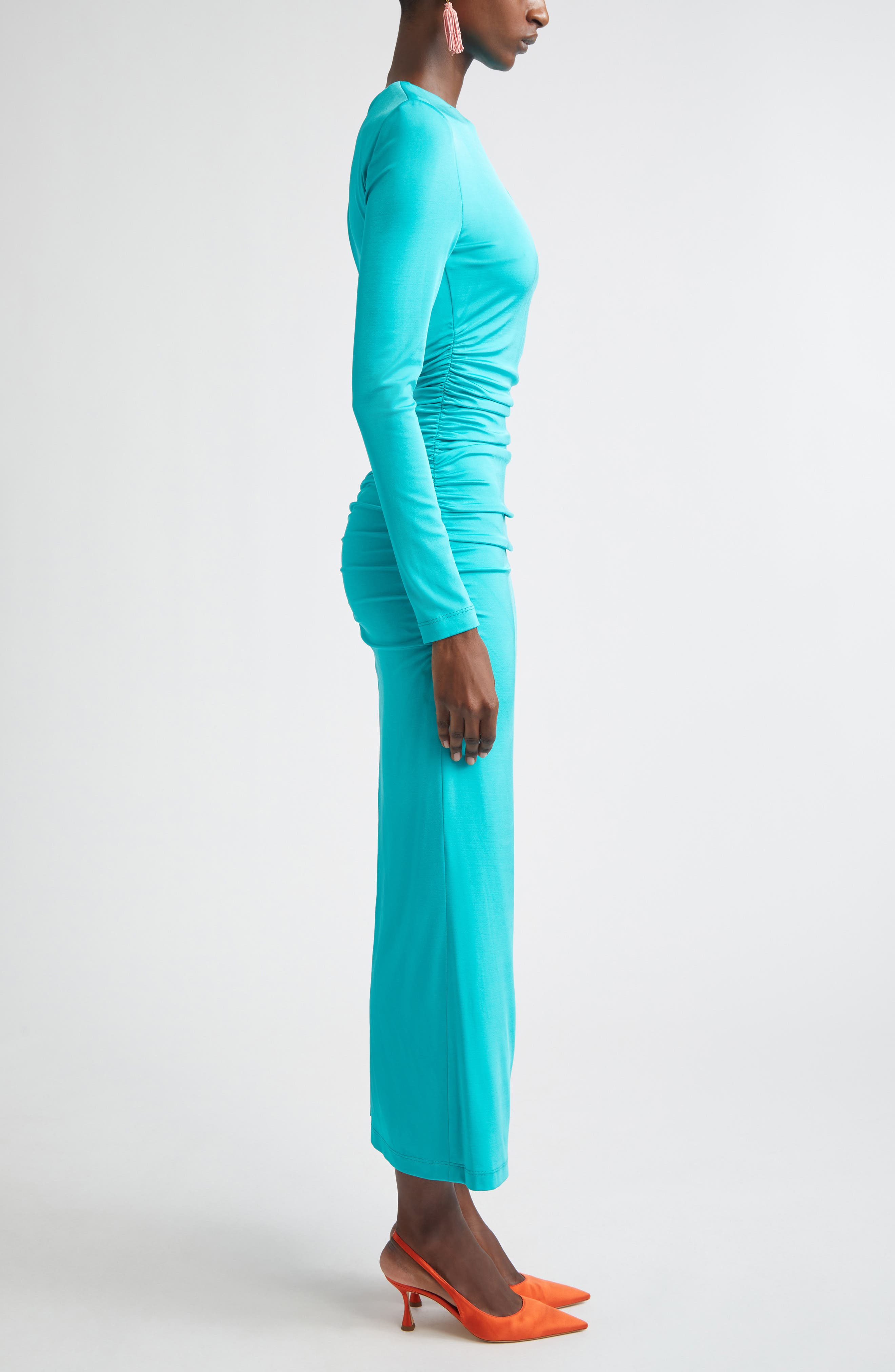 scrunch dress long sleeve Asymmetric Ruched Fold Over Long Sleeve Mini Dress In Grey | EGO US