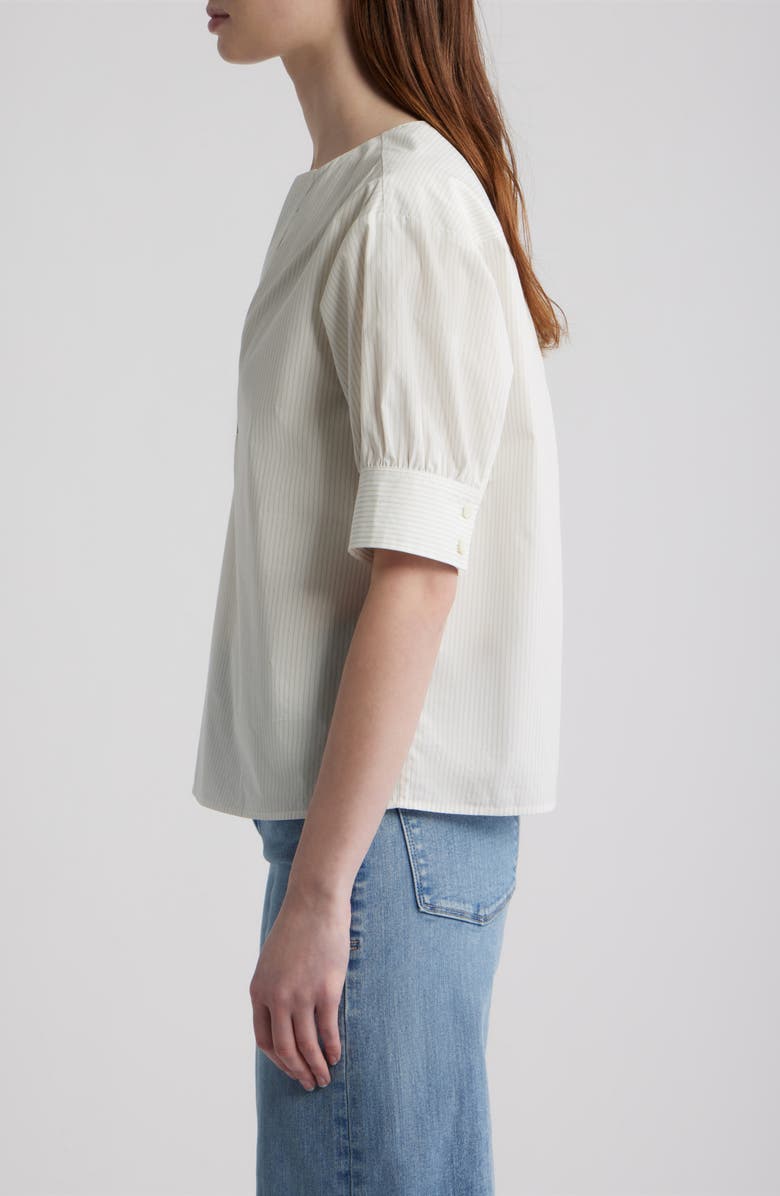 FRAME Stripe Split Neck Organic Cotton Popover Top, Alternate, color, Cream Multi