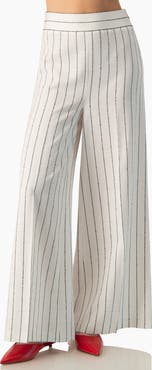IVONNE Pinstripe High-Waist Wide-Leg Tailored Suit Trousers