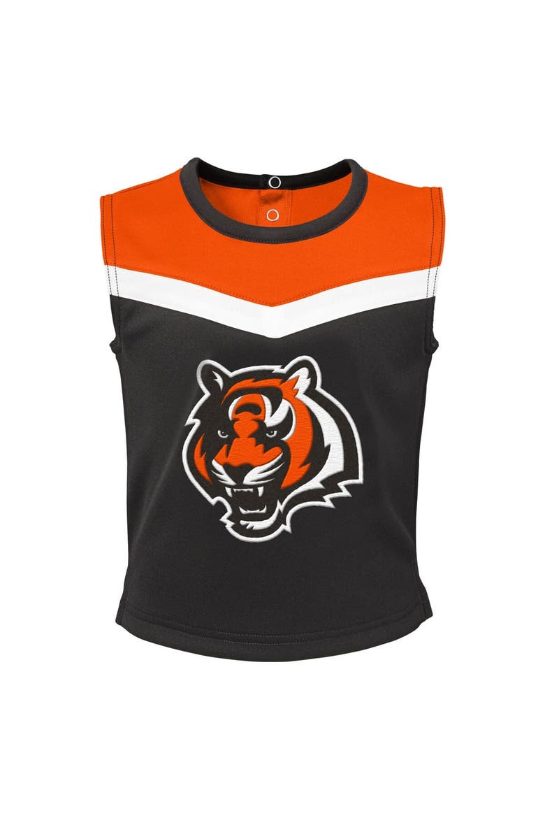 Girls Toddler Black Cincinnati Bengals Spirit Cheer Two-Piece Cheerleader Set with Bloomers, Alternate, color, Black
