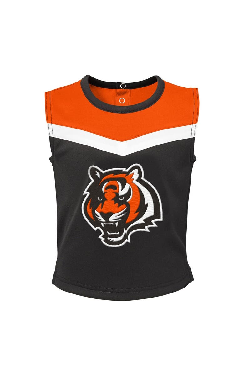 Outerstuff Girls Toddler Black Cincinnati Bengals Spirit Cheer Two-Piece Cheerleader Set with Bloomers, Alternate, color, Black