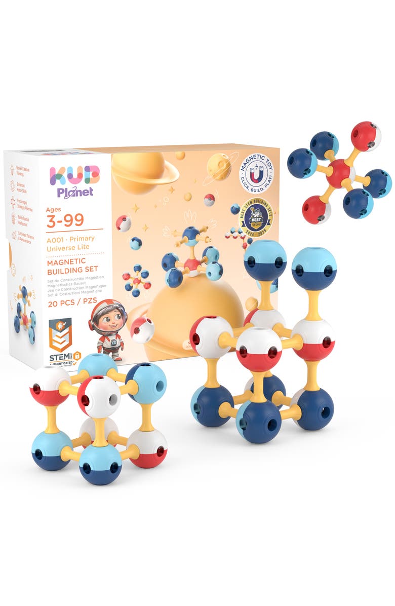 KUB Planet Magnetic Building Set Magnetic Blocks Set 20 piece Stem Toy for Kids, Main, color, Multicolored