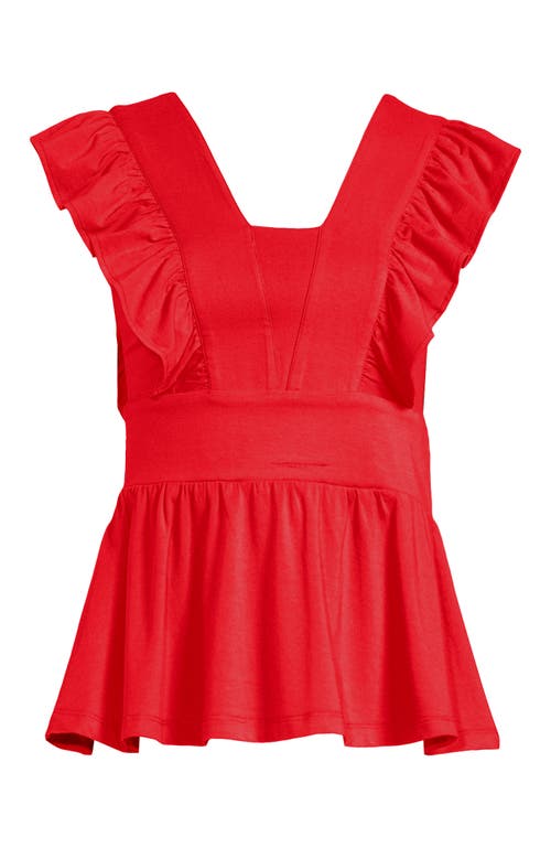 LANDS' END LANDS' END LIGHTWEIGHT JERSEY RUFFLE PEPLUM TOP