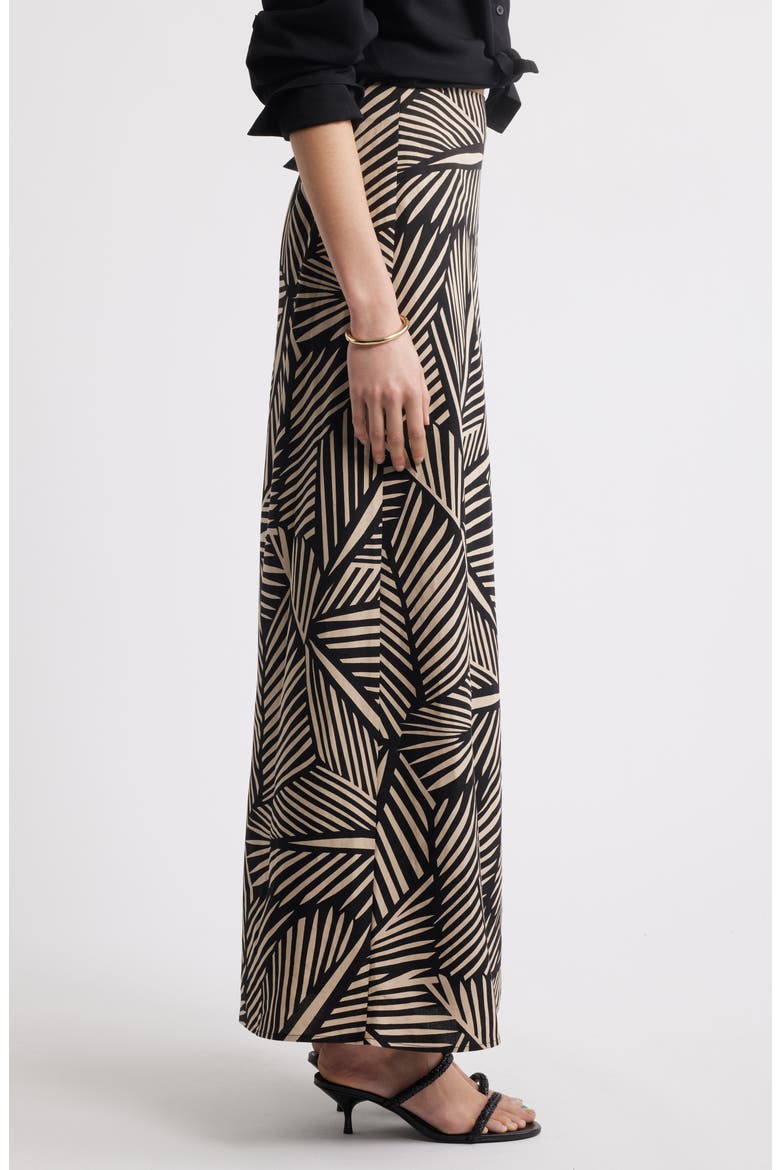 A-Line Maxi Skirt, Alternate, color, BLACK- BEIGE PALM PRINT