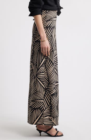 A-Line Print Maxi Skirt